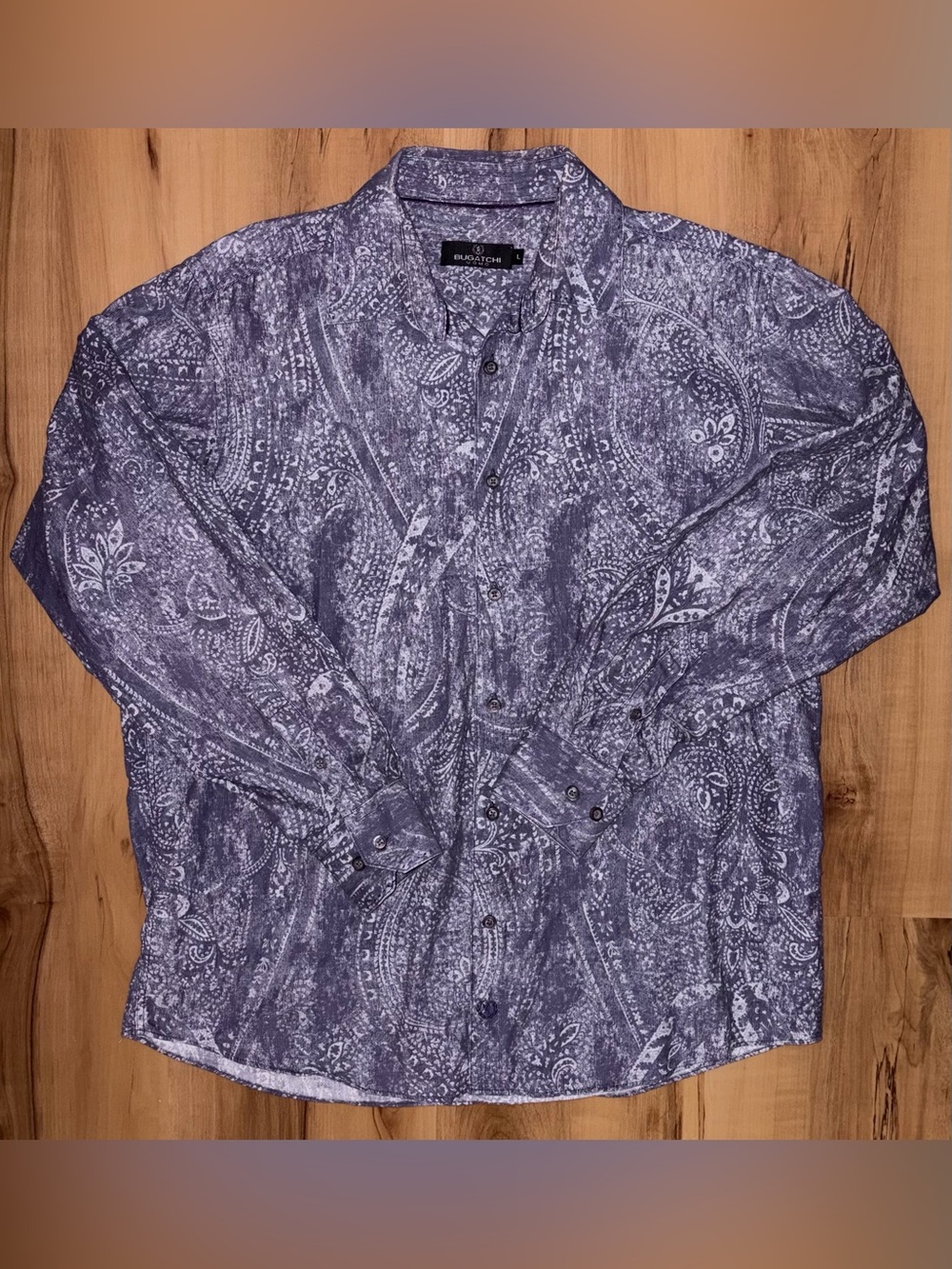 Bugatchi Uomo Paisley Long Sleeve Casual Button-Down Shirt